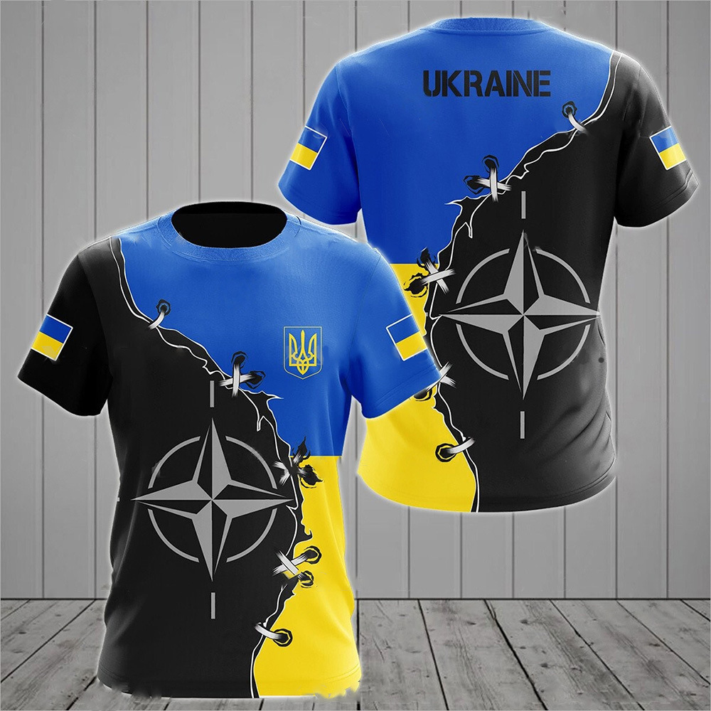 Camiseta de los hombres de Ucrania de manga corta de verano emblema nacional de Ucrania bandera impresa en 3D moda suéter de cuello redondo ropa