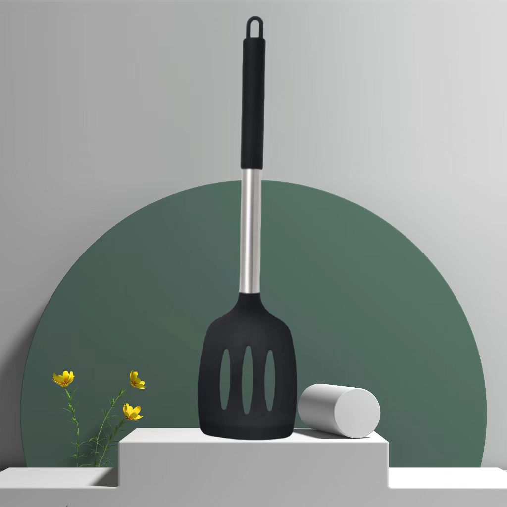 실리콘 손잡이가 있는 검정색 강관 세트(스쿠프 누락)