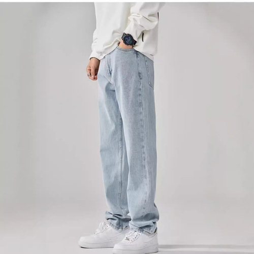 Urban Style Men's Autumn/Winter 2024 New Arrival Personality Solid Color Jeans Hip-Hop Instagram Trendy High Street Fashion Cool and Slightly Aggressive Trousers