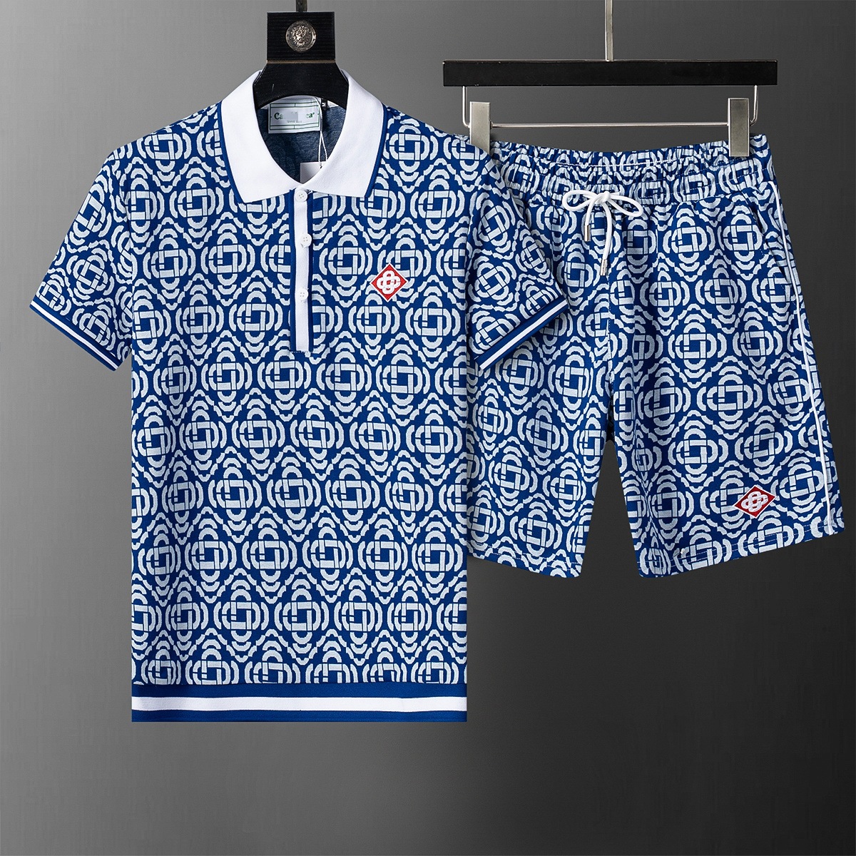 Cross-border versión correcta polo manga corta set de collar de verano clásico toalla de hombre bordado casual Europa y América explosión