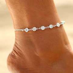 European and American cross-border accessories Summer simple fashion anklets Rhinestone hoop single-layer anklets