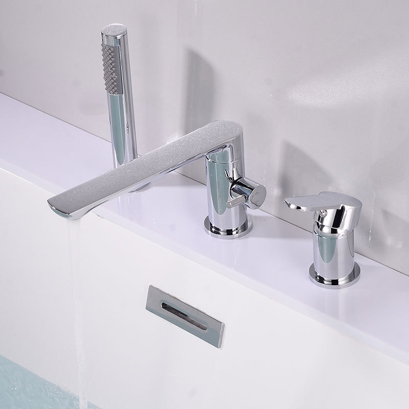 All-copper gun, grey bathtub faucet, side-mounted split hot and cold water faucet, three-piece set, bathroom showerhead, rotatable undefined