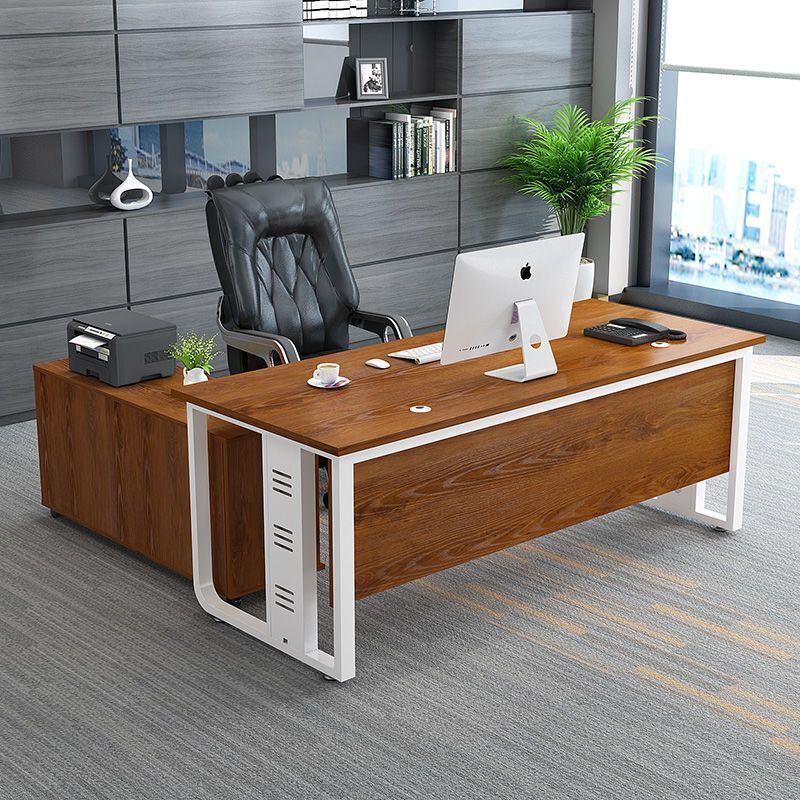 Boss Desk Modern Minimalist Executive Desk Office Single Desk Steel Frame L-Shaped with Side Cabinet Manager Computer Desk Boss Desk Modern Minimalist Executive Desk Office Single Desk Steel Frame L-Shaped with Side Cabinet Manager Computer Desk
