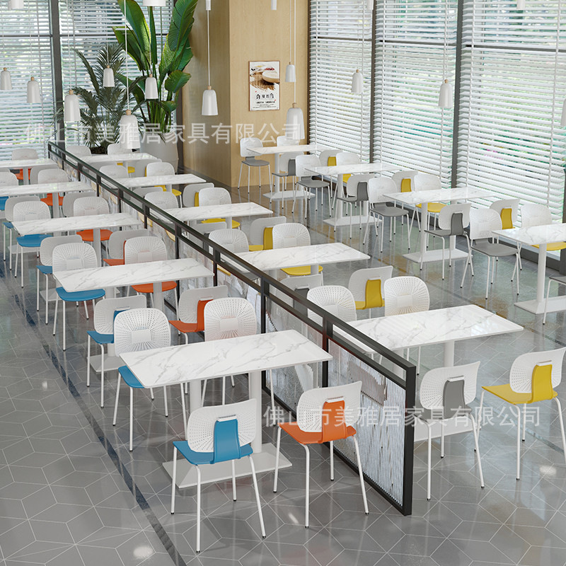 Mesa y silla de comedor de estudiantes de escuela Compañía comercial Comedor de personal de fábrica Comedor de postre Tienda de té de leche combinación de mesa y silla de comedor de tabla de roca