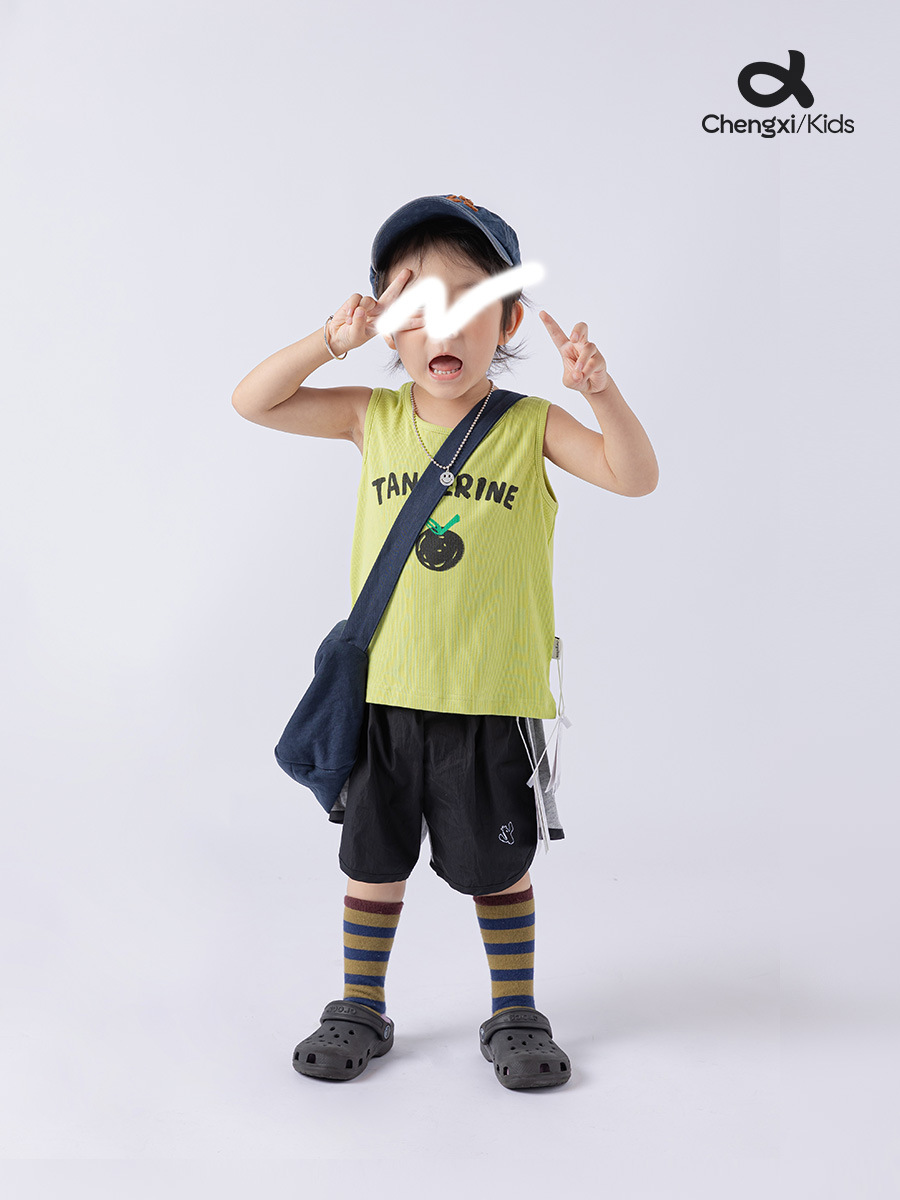 [Oferta especial del mismo estilo en la tienda] Chaleco para niños de verano básico de todo fósforo, cuello redondo de punto, camiseta para niños, ropa para niños