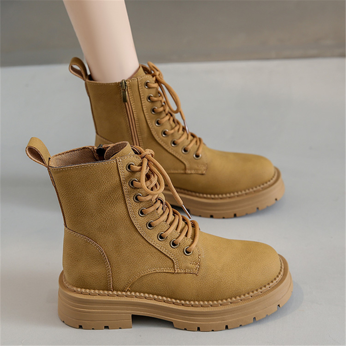 Martin Boots for Women 2026 Autumn and Winter New British Style Workwear Short Boots Thick-Soled Western Cowboy Outdoor Desert Yellow Boots