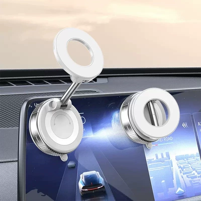 Adsorption Phone Support Stand — Car phone holder - k007-metal-strong-magnetic-model-elegant-white-nano-rubber-bottom