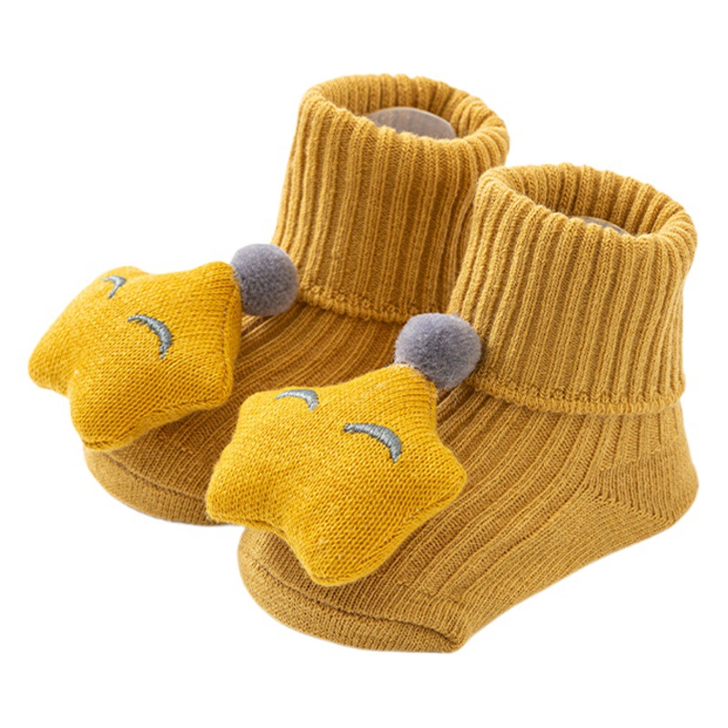 Calcetines de bebé recién nacido A algodón primavera y otoño antideslizante para hombres y mujeres muñeca de dibujos animados de bebé calcetines de piso de tubo medio al por mayor 1