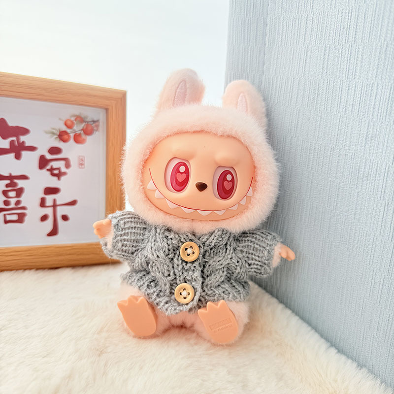 Solo ropa] Llavero de primera y segunda generación Labubu colgante de ropa Rabubu ropa de bebé suéter de punto traje de sombrero