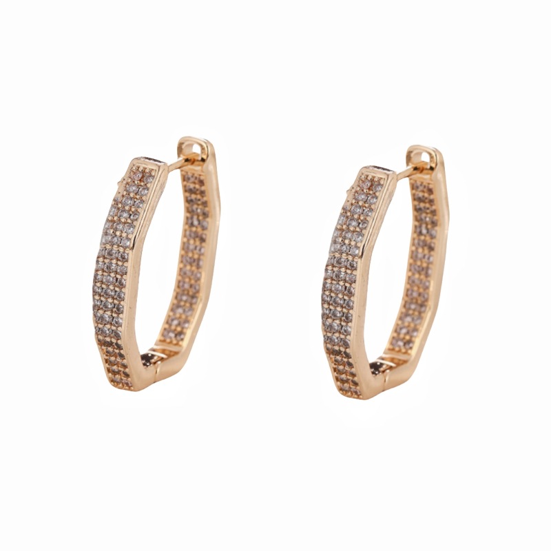 La moda europea y americana de lujo ligero cobre con incrustaciones de circón pendientes geométricos retro cuadrilátero INS nicho todo-fósforo de la joyería del oído