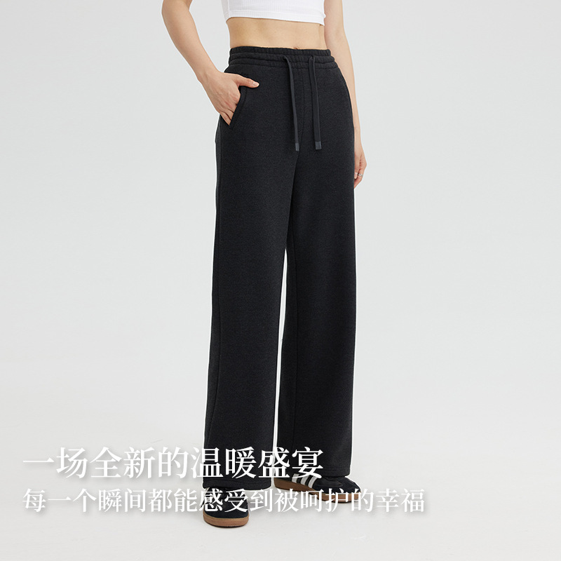 여성 캐주얼 바지 가을과 겨울 새로운 독일 양털 두꺼운 느슨한 슬리밍 편안한 따뜻한 높은 허리 캐주얼 바지