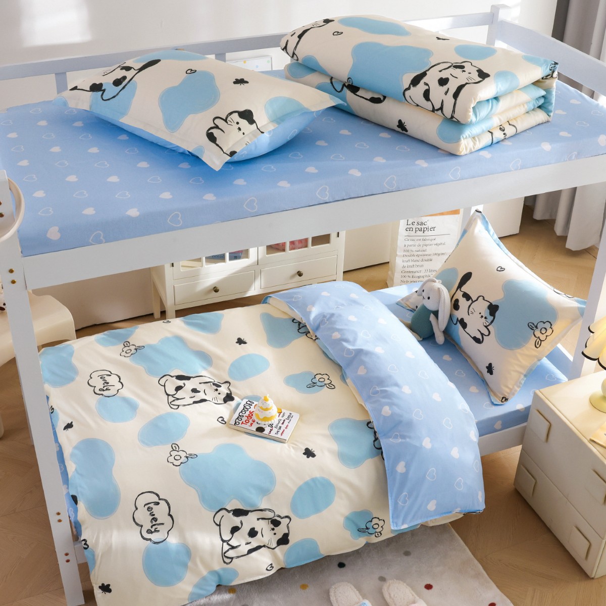 Dormitorio de estudiantes universitarios tres piezas de cama de algodón único sábanas de algodón cuatro piezas de colchón conjunto completo conjunto completo