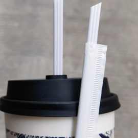 食品级三品白色耐高温一次性热饮咖啡奶茶用塑料斜口吸管独立包装
