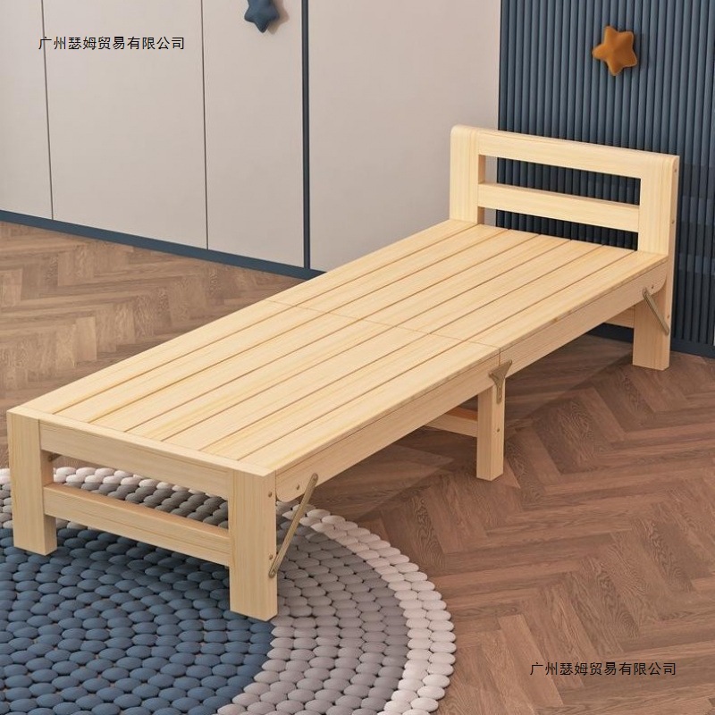 Solid Wood Adult Splicing Bed Folding Bed Installation-Free with Guardrail Children's Bed Boy and Girl Splicing Large Bed Crib
