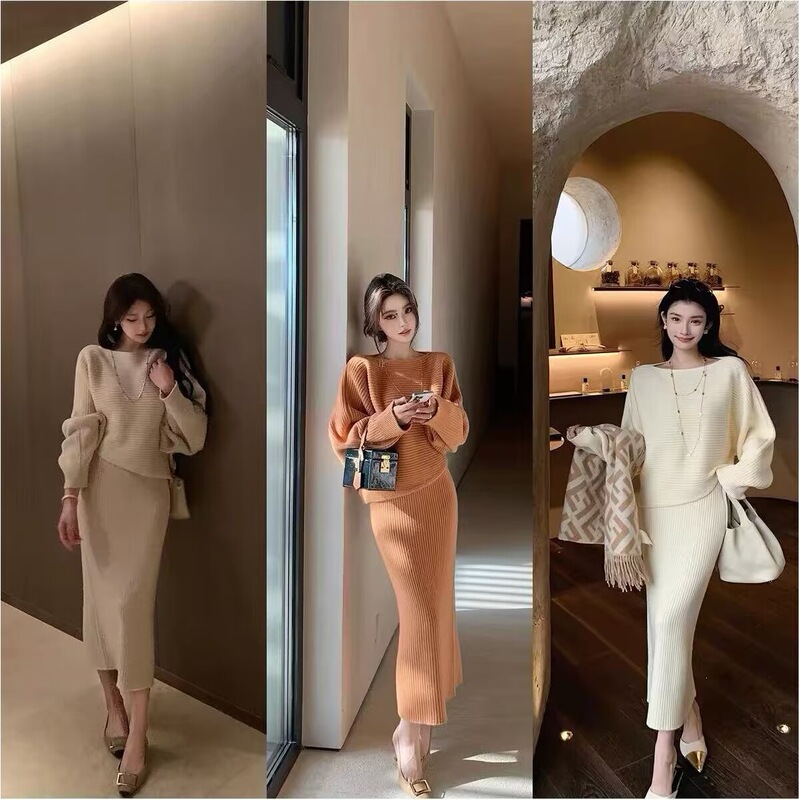 French-Style Chanel-Inspired Women's Set, 2026 Spring New Long-Sleeve Top and Skirt Two-Piece Set, Korean-Style Elegant Style