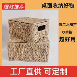 草编收纳筐水葫芦客厅抽屉式收纳箱桌面收纳衣物整理箱编织收纳筐