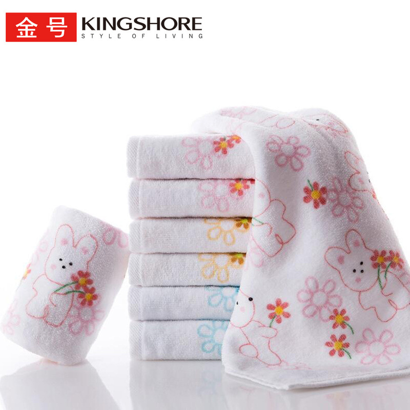 Gold Size Pure Cotton Small Towel Class a Cut Velvet Printed Rabbit Cotton Children's Towel Soft and Absorbent Wholesale T1035