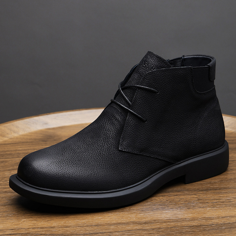 Factory Direct Supply Boots Men's New Genuine Leather High-Top Leather Boots Retro Casual Short Boots Fashionable Versatile Round-Toe Martin Boots