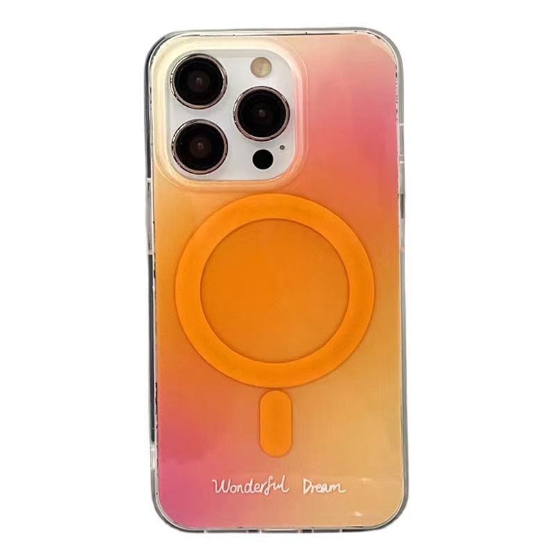 Nicho ins Sunset gradiente magnético soporte para iPhone13 funda para teléfono móvil 15ProMax Apple 14P hembra 12