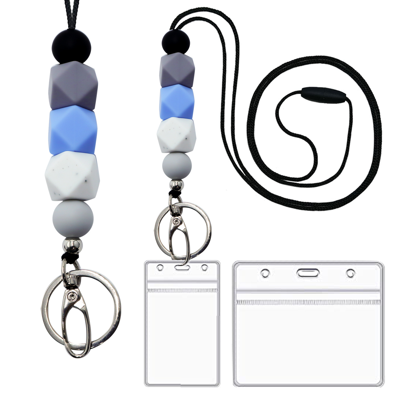 Amazon nuevo collar de insignia versátil maestro enfermera ID de estudiante Cordón de identificación de silicona con cuentas cordón llavero