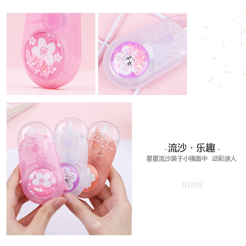 Chenqi.com Красный поток песка модифицирован с творческим сердцем девушки, вишня, прозрачная лента, прозрачное ядро, милый мультяшный многофункциональный