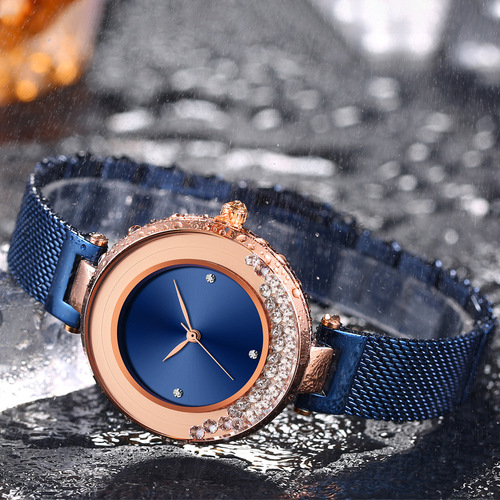 MINI FOCUS Women's Diamond Fashion Watch with Steel Mesh Strap - Model 0254L