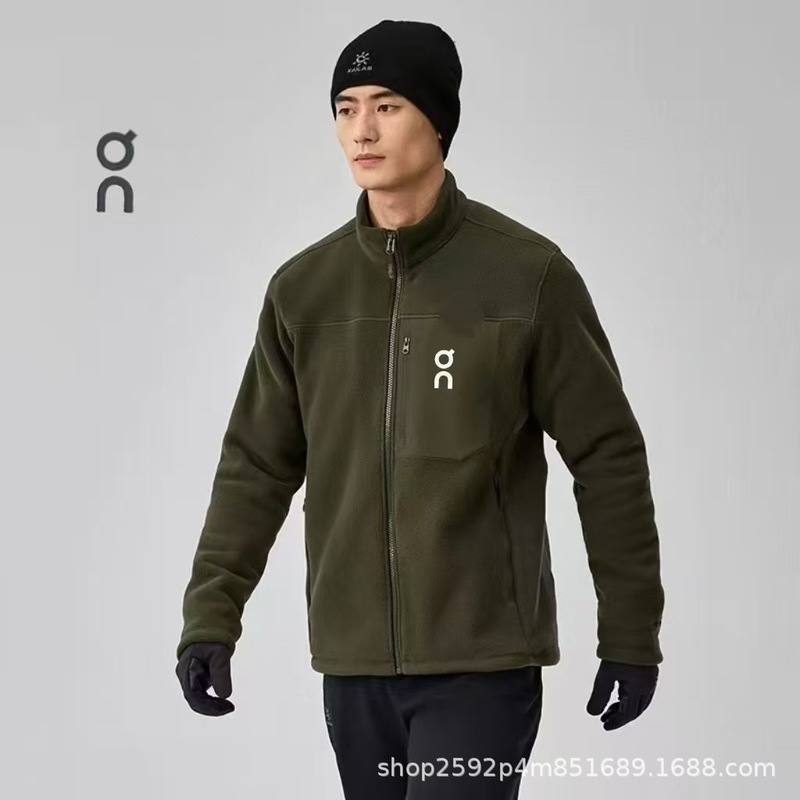 昂跑抓绒衣加绒加厚立领冲锋衣内胆户外登山摇粒绒外套男女同款|undefined