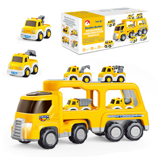 Factory Direct Supply Cross-Border English Inertial Double-Decker Transport Vehicle Model Engineering Vehicle Set Boy Children's Toy Music