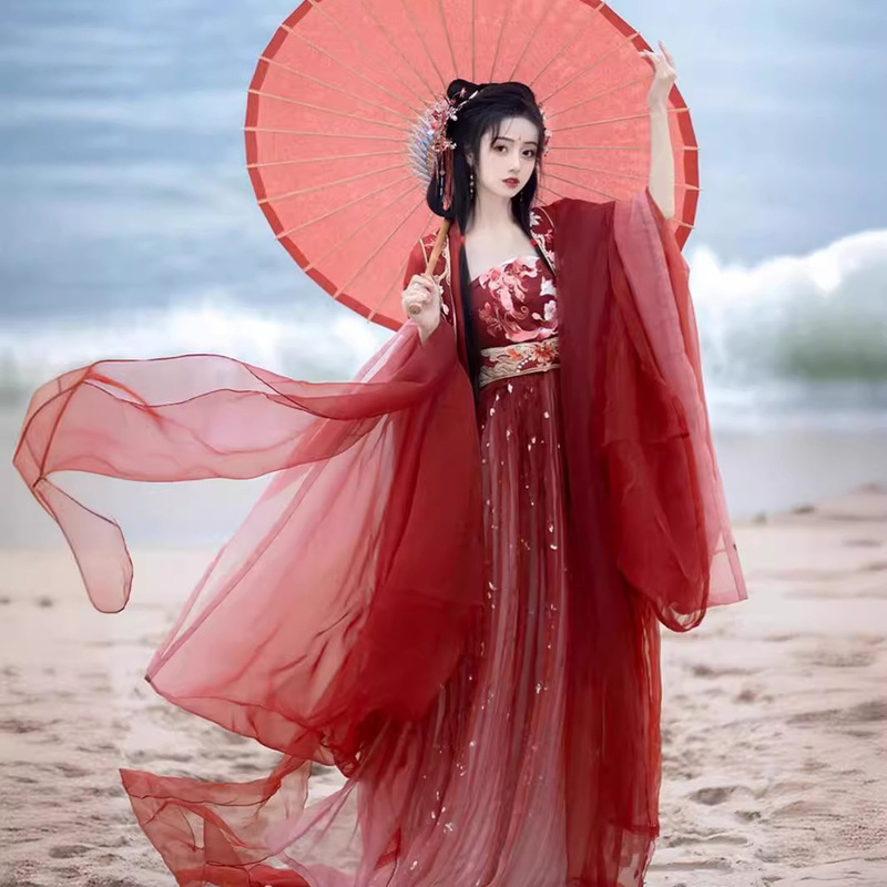 Original Myth Series [Nine Tail] Tang-made Heavy Industry Embroidered Big Sleeve Shirt Chebula Skirt Spring Autumn and Winter Hanfu Women's Long