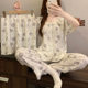 Japanese Lace Crewneck Cute Balloon Elephant Clouds Cotton Pajamas Women's Summer Short-sleeved Home Clothes Three-piece Set Wholesale
