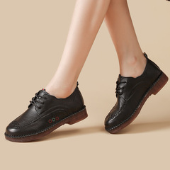 [Top-layer cowhide] Mom's shoes, genuine leather soft-soled comfortable autumn/winter style middle-aged single shoes, non-slip lace-up elderly women's shoes