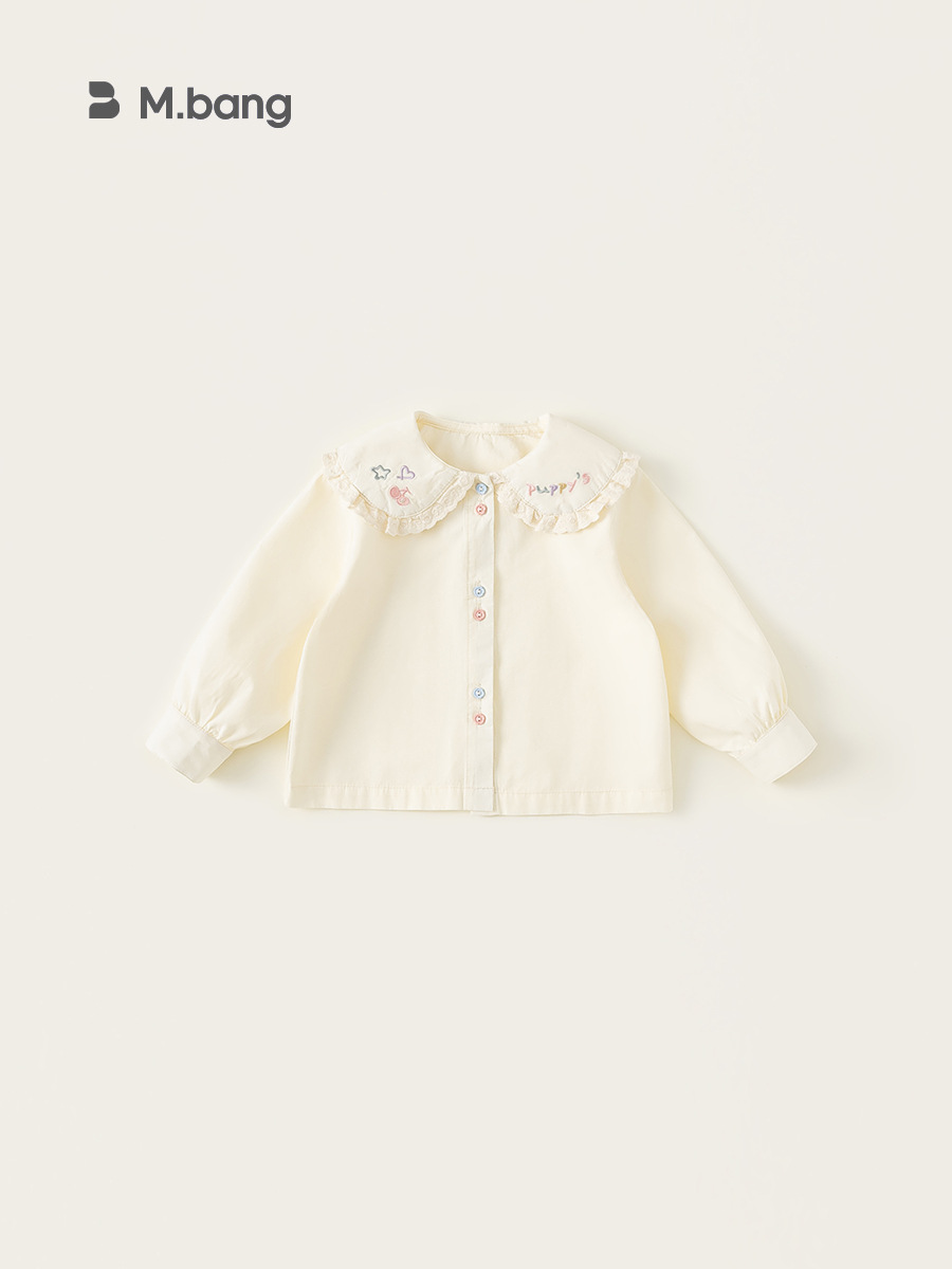 Youbao ropa para niños niñas de manga larga simple con cuello de muñeca de encaje interior camisa suelta bordada para niños