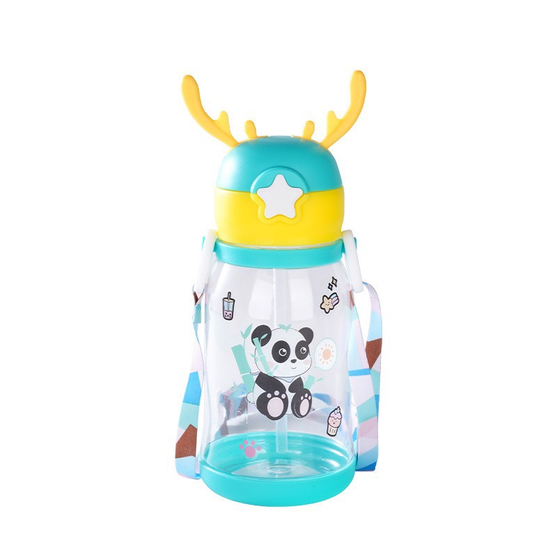 Cartoon Plastic Antlers Kids Bounce Straw Cup Ideas deportivas lindas portables Baby Kettle