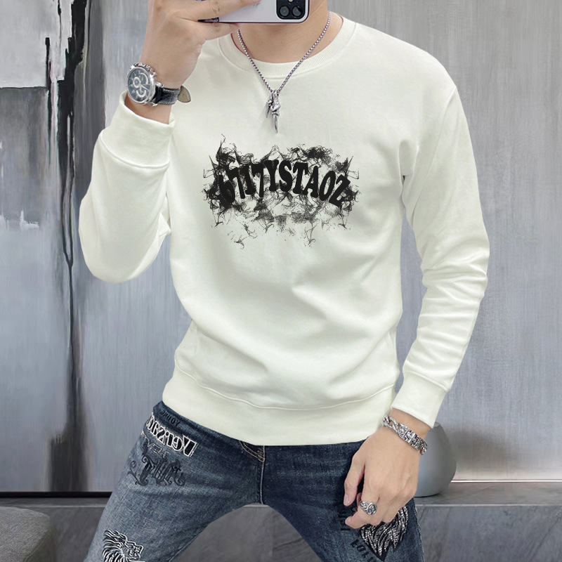Printed sweater men's autumn pullover bottoming shirt slim fit inner and outer wear fashionable men's casual young and middle-aged long-sleeved shirt Printed sweater men's autumn pullover bottoming shirt slim fit inner and outer wear fashionable men's casual young and middle-aged long-sleeved shirt