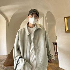 国潮秋冬新作スエードの工装ジャケット港風デザインモデルがゆったりしています。