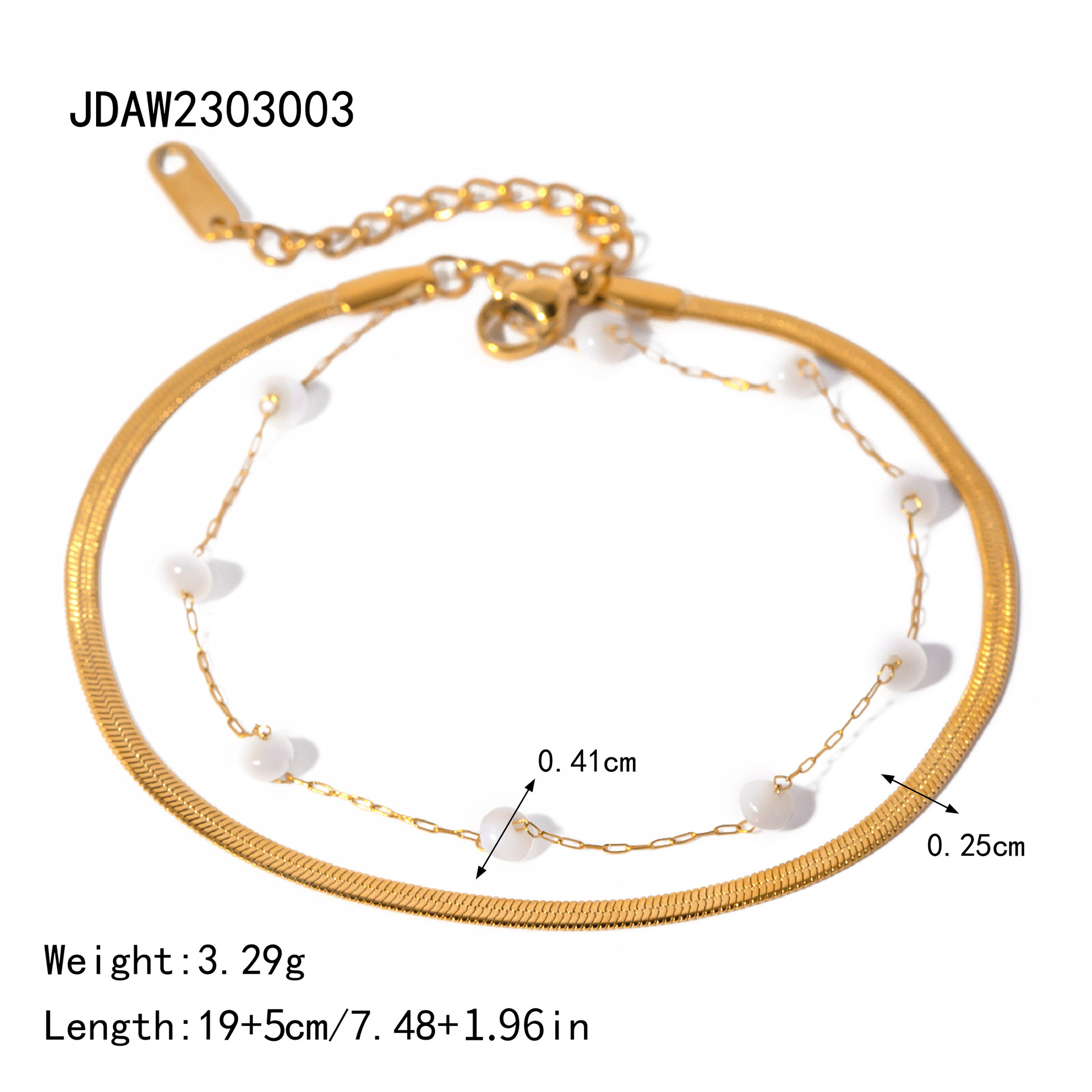 Europa y los Estados Unidos transfronterizos INS viento femenino 18 quilates oro pulido cuchilla cadena cadena de serpiente cadena de perlas Xiaomi doble tobilla joyería al por mayor
