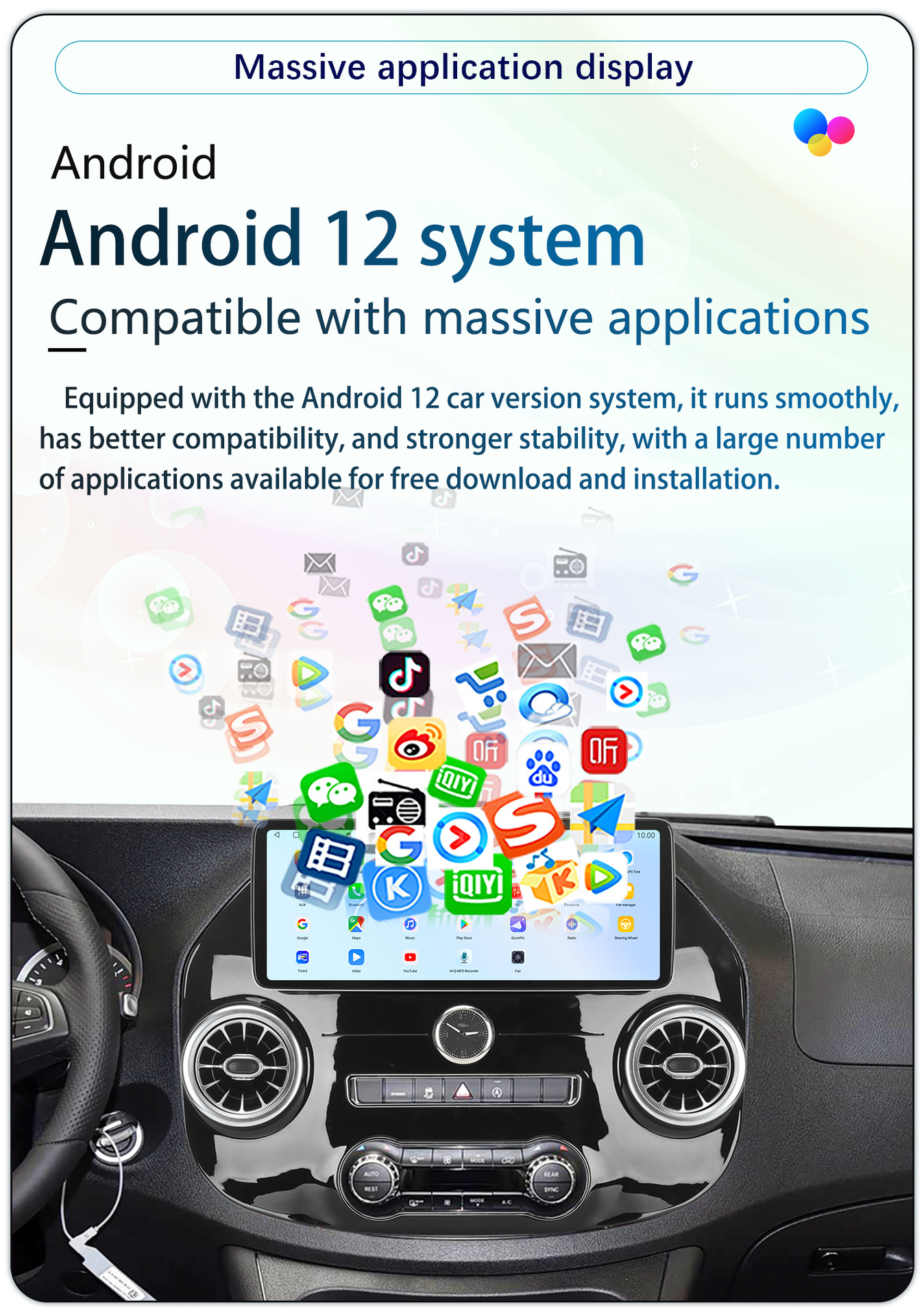 Suitable for 16-23 Mercedes-Benz Vito Vito 12.3inch Android Large-Screen Wireless Carplay Car Navigator