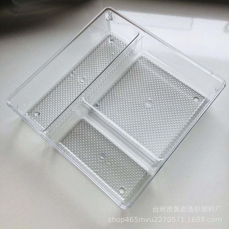 引き出し式透明収納ボックス シンプルな水玉模様の食器箸スプーン整理ボックス デスクトップ化粧品収納ボックス|undefined