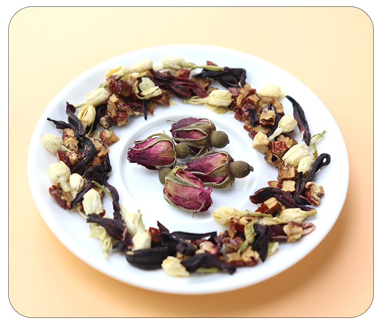 Roselle Rose Jasmine Three Flower Tea 100g Pyramid Tea Bags with Red Date preparation