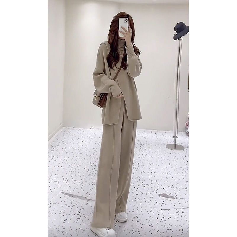 冷淡系今年流行冬女装直筒裤套装女神范新款两件套小个子
