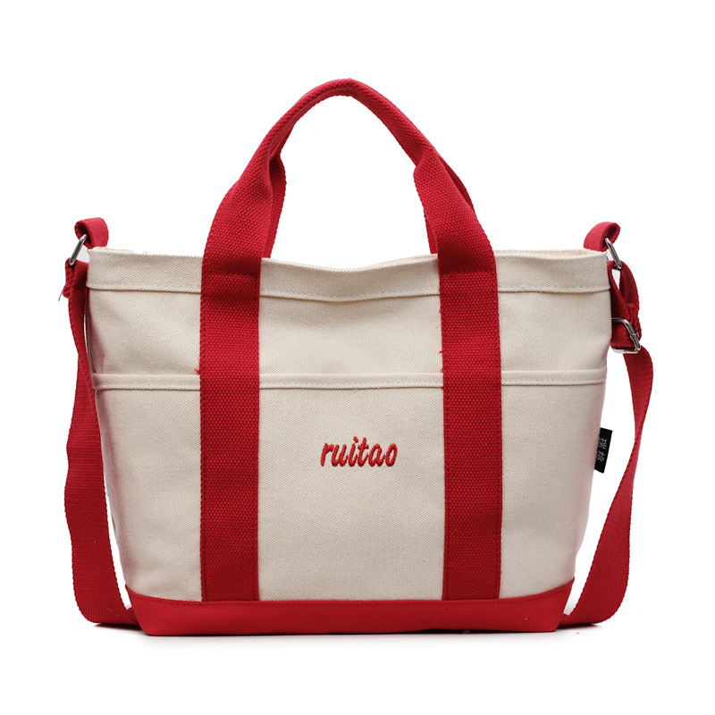 Bolso Tote de moda coreana 2025 verano nuevo estilo bolso de hombro estilo universitario bolso de mensajero de lona de color de contraste mujer