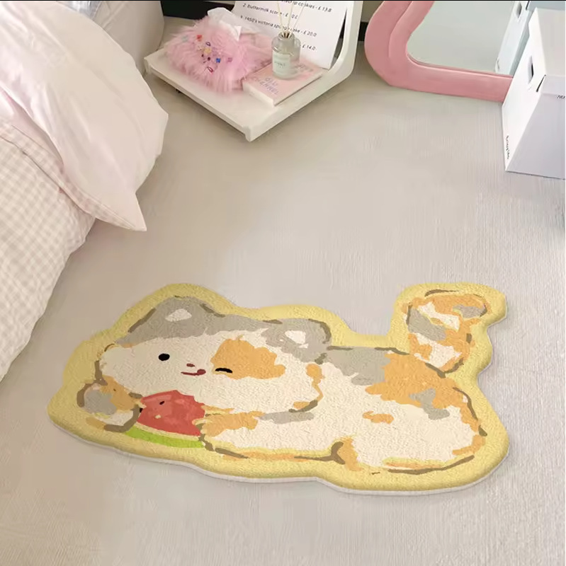 Cross-border best-selling Korean-style apple imitation cashmere bathroom absorbent cooling foot mat, skin-friendly soft bedroom floor mat, available for dropshipping