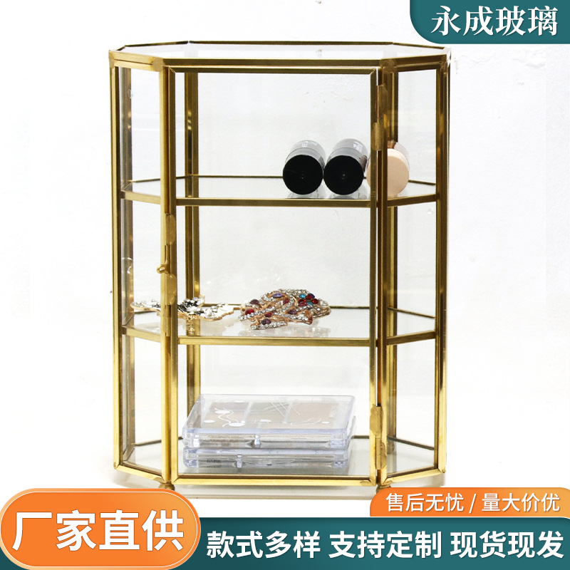 Scandinavian Ornaments Glass Storage Box Copper Frame Crafts Glass Flip Jewelry Box Dust Box Can Be Customized in Size