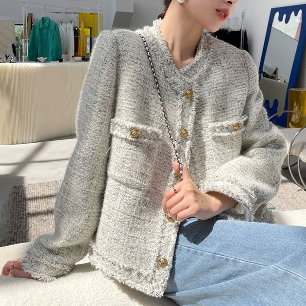 High-End Small Fragrant Style Jacket for Women, Petite Tassel 2025 Spring and Autumn New Tweed Age-Reducing Elegant Short Top