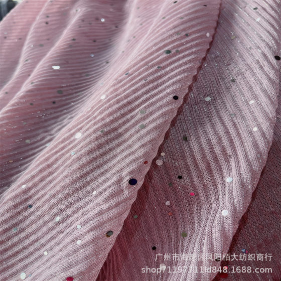 Silver Pleated Star Moon Sequin Fabric Polyester Bright Silk Knitted Mesh Decorative Cloth Garment Cloth