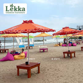 定制网红户外遮阳伞庭院太阳伞露台中柱伞大伞民宿海边沙滩花边伞