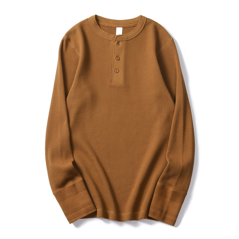 ワッフルのアメリカのレトロなカチカチと重いポンドのヘンリーの襟は底のtシャツを打ちます。