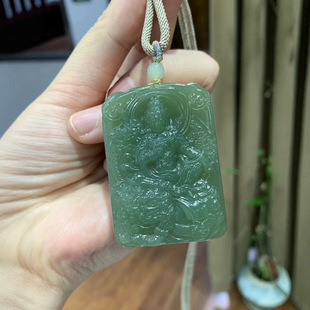 Jin Yu Tang Xinjiang Hotan Jade Manjusri Bodhisattva Brand Lake Water Green Rabbit Guardian God Ice Run Delicate