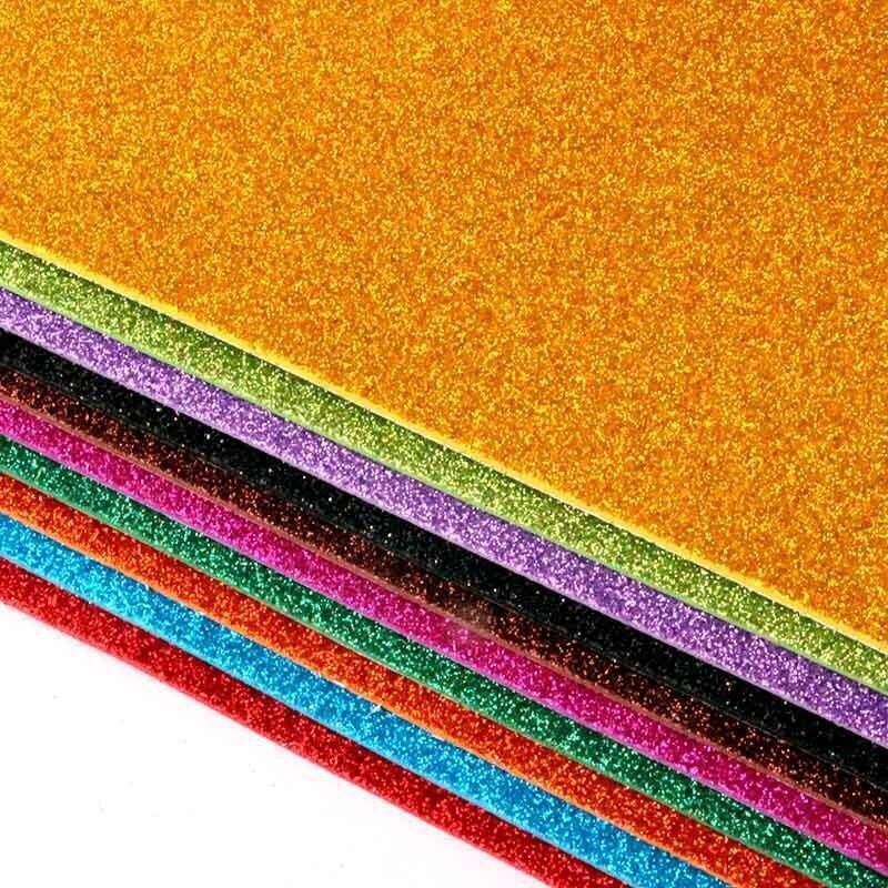 /Papel de esponja brillante con adhesivo, papel de color brillante, papel de espuma en polvo dorado, papel de caucho y plástico, material hecho a mano para niños