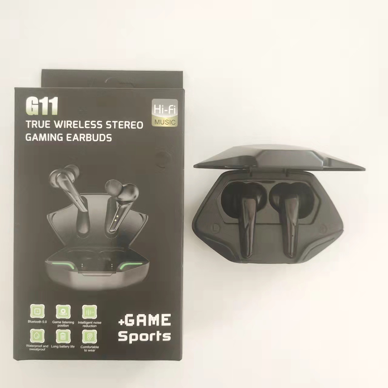 Juegos de deportes electrónicos G11X15 366 5220 Juegos YX-01 Auriculares Bluetooth Touch Bluetooth 5.2 Tocón para los oídos